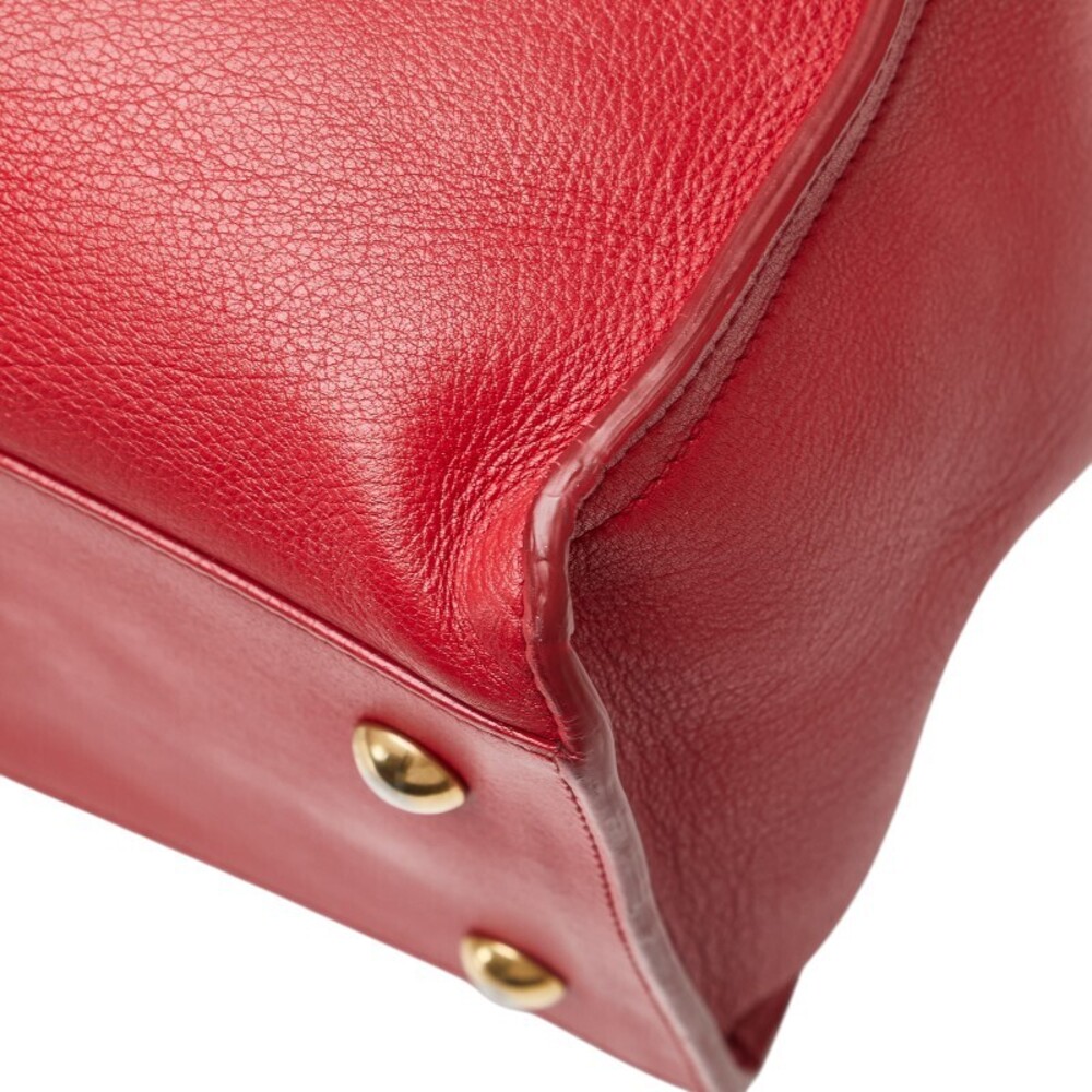 Saint Laurent Cabas Handbag Shoulder Bag Red Leather - Picture 9 of 9